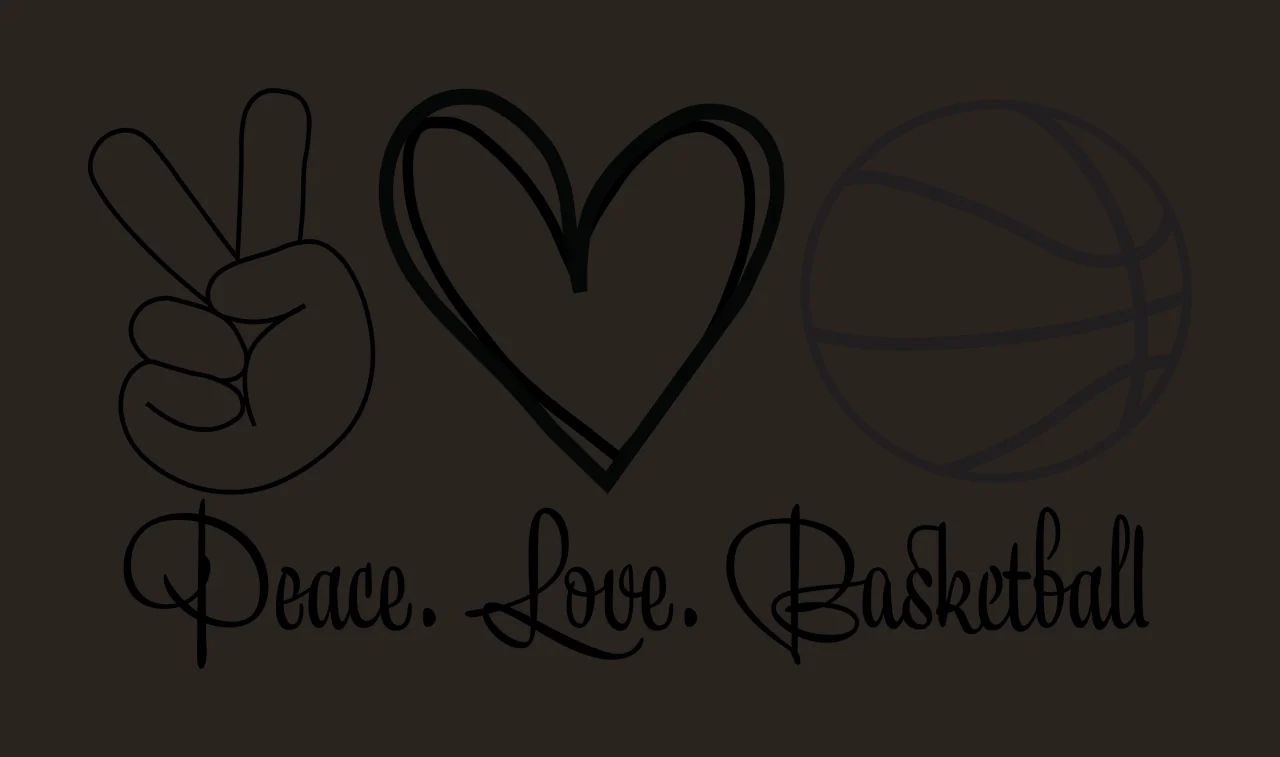 Peace Love Basketball Graphic With Outlined Heart Icon text and icons contrast preview thumbnail