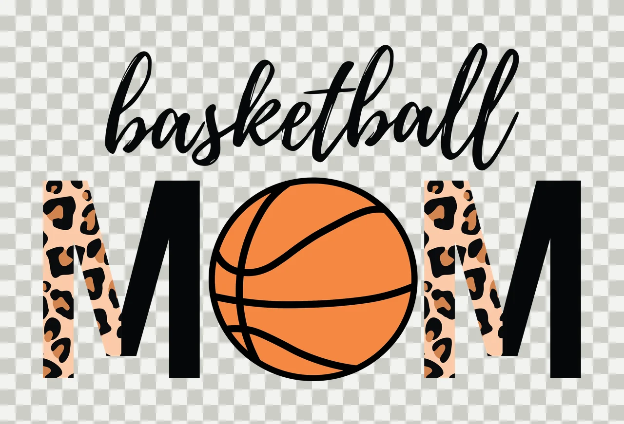 Basketball Mom Text Graphic With Solid Black Ball displaying transparency and detail preview thumbnail
