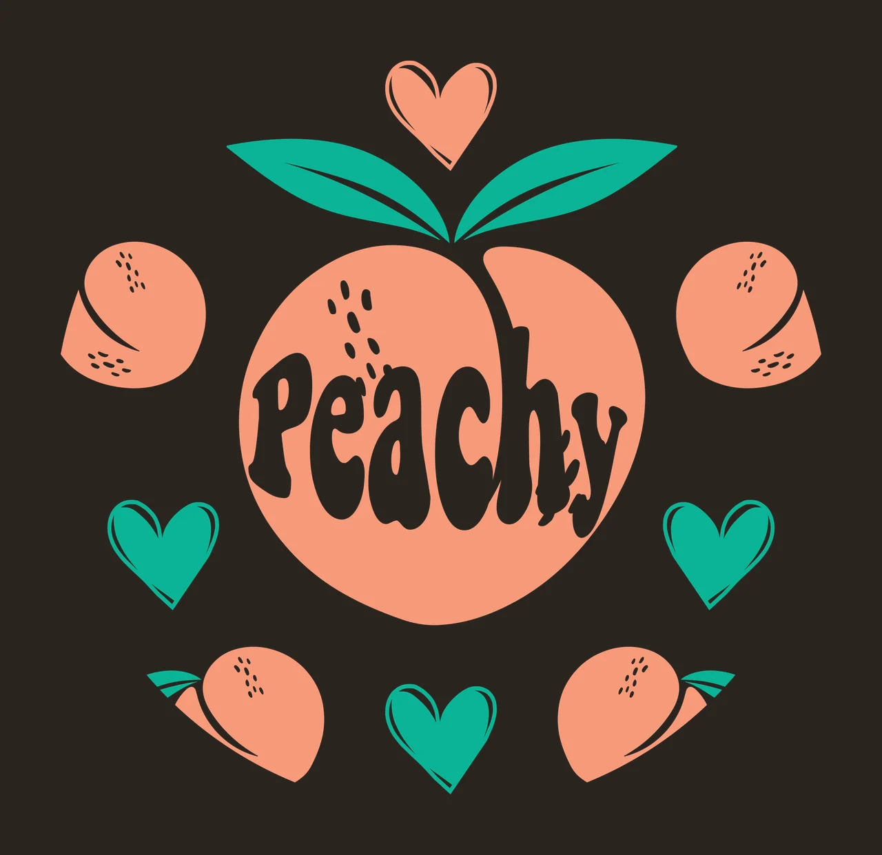 Keychain Peachy Round Sticker With Hearts Circle emblem labeling contrast preview thumbnail