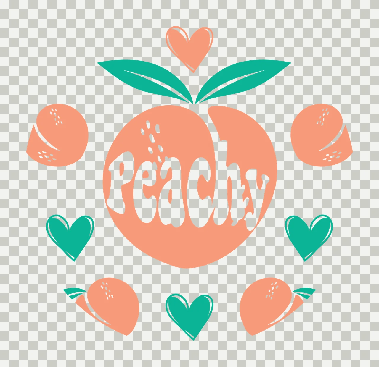Keychain Peachy Round Sticker With Hearts Circle emblem labeling transparency and detail preview thumbnail