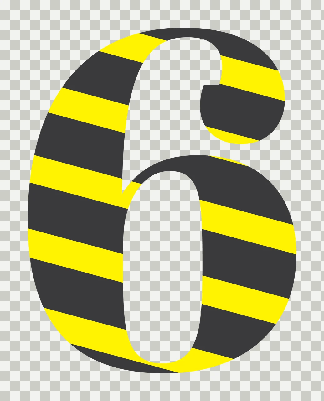 Number 6 Large Bold Six With Horizontal Line texture graphic transparency and detail preview thumbnail