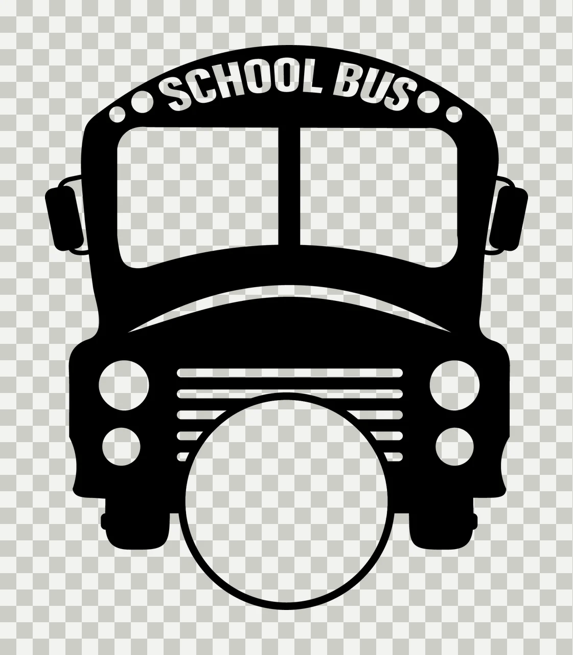 School Bus Centered With Circle And Windows transparency and detail preview thumbnail