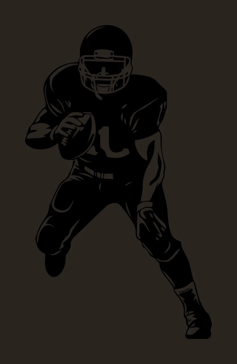 Football Player Running With Ball silhouette black white plain contrast preview thumbnail