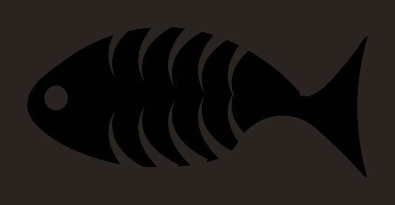 Bones A Stylized Black Fish Skeleton Icon flat graphic white contrast preview thumbnail