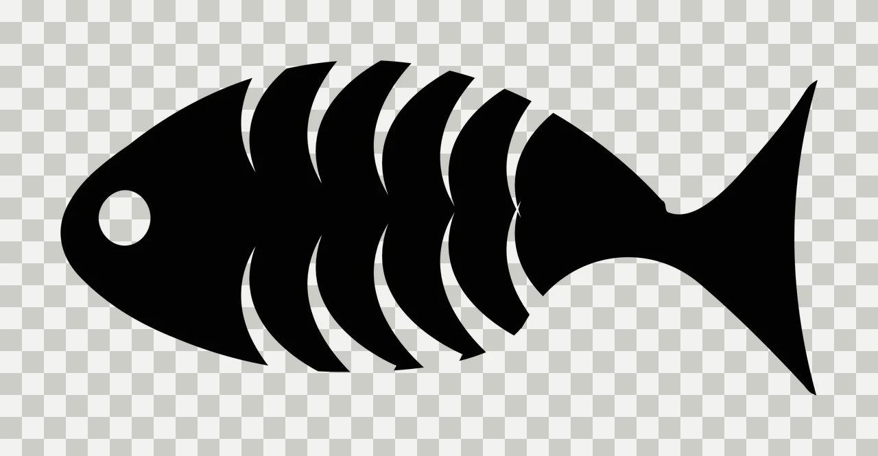 Bones A Stylized Black Fish Skeleton Icon flat graphic white transparency and detail preview thumbnail