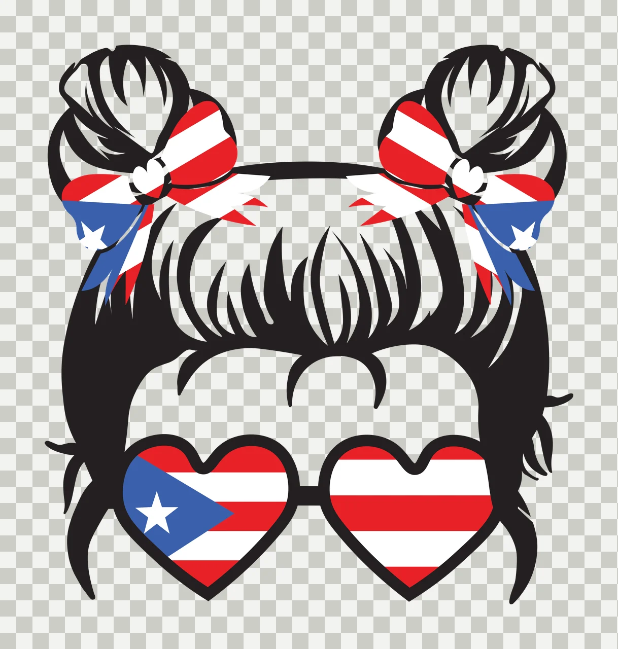 Girl Silhouette With Heart Sunglasses wearing glasses hair bun transparency and detail preview thumbnail