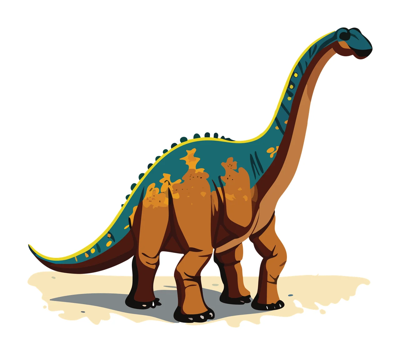Dinosaur Black Long Neck Side View standing ground silhouette