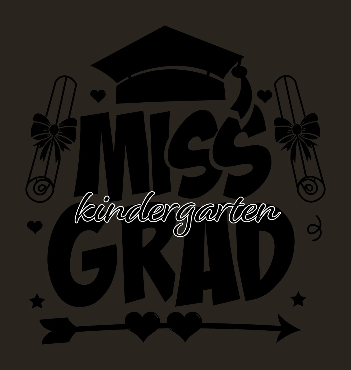 Miss Cap And Scroll Silhouette graduation scrolls hearts stars contrast preview thumbnail