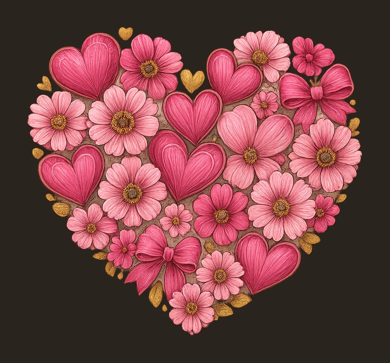 Valentine Day Heart Brushstroke Coquette Valentine Design contrast preview thumbnail