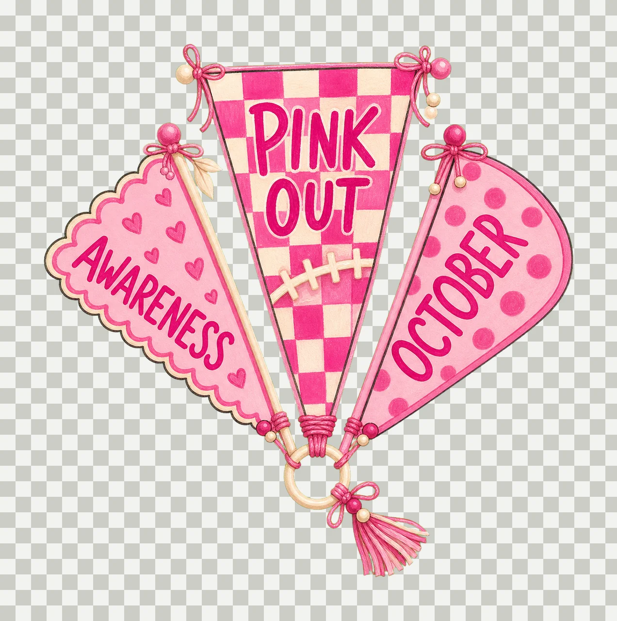 Pennant Flag Breast Cancer In October We Wear Variation B transparency and detail preview thumbnail