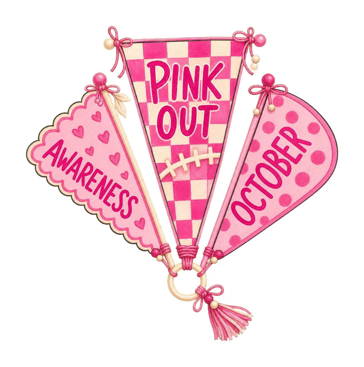 Pennant Flag Breast Cancer In October We Wear Variation B