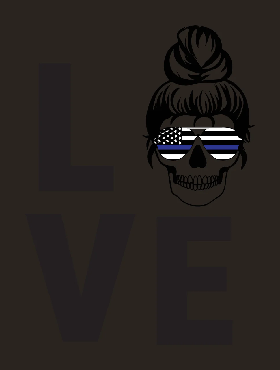 Keychain Love Text With Skull And Glasses Display hair graphic icon contrast preview thumbnail