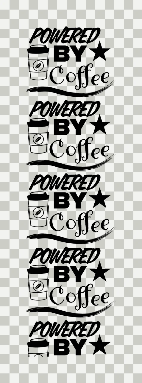 Powered By Coffee Cup Stack Pattern repeating star black white transparency and detail preview thumbnail