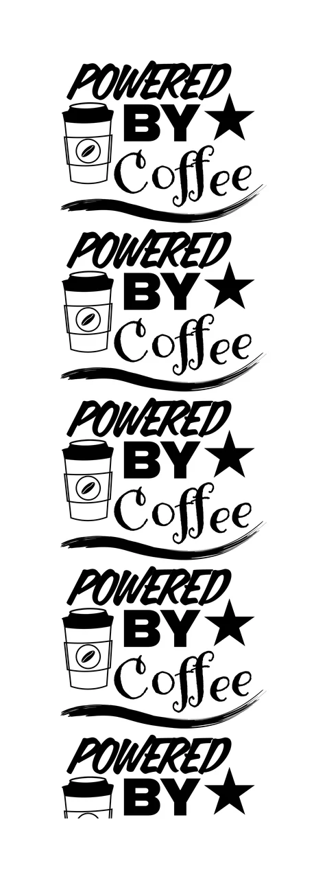 Powered By Coffee Cup Stack Pattern repeating star black white