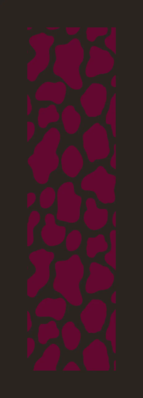 Cow print pattern with irregular shapes interlocking spots vertical strip and dark burgundy in white contrast preview thumbnail