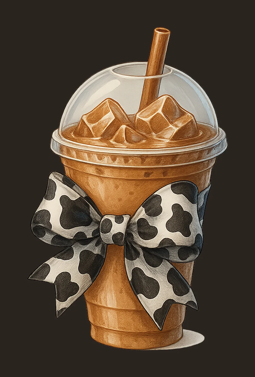 Iced Coffee coquette bow cow Coquette Iced Coffee Pink Bow contrast preview thumbnail