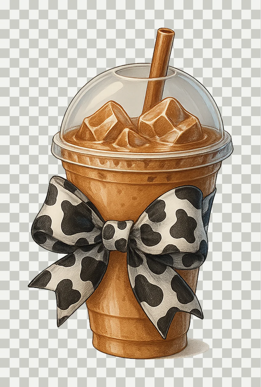 Iced Coffee coquette bow cow Coquette Iced Coffee Pink Bow transparency and detail preview thumbnail