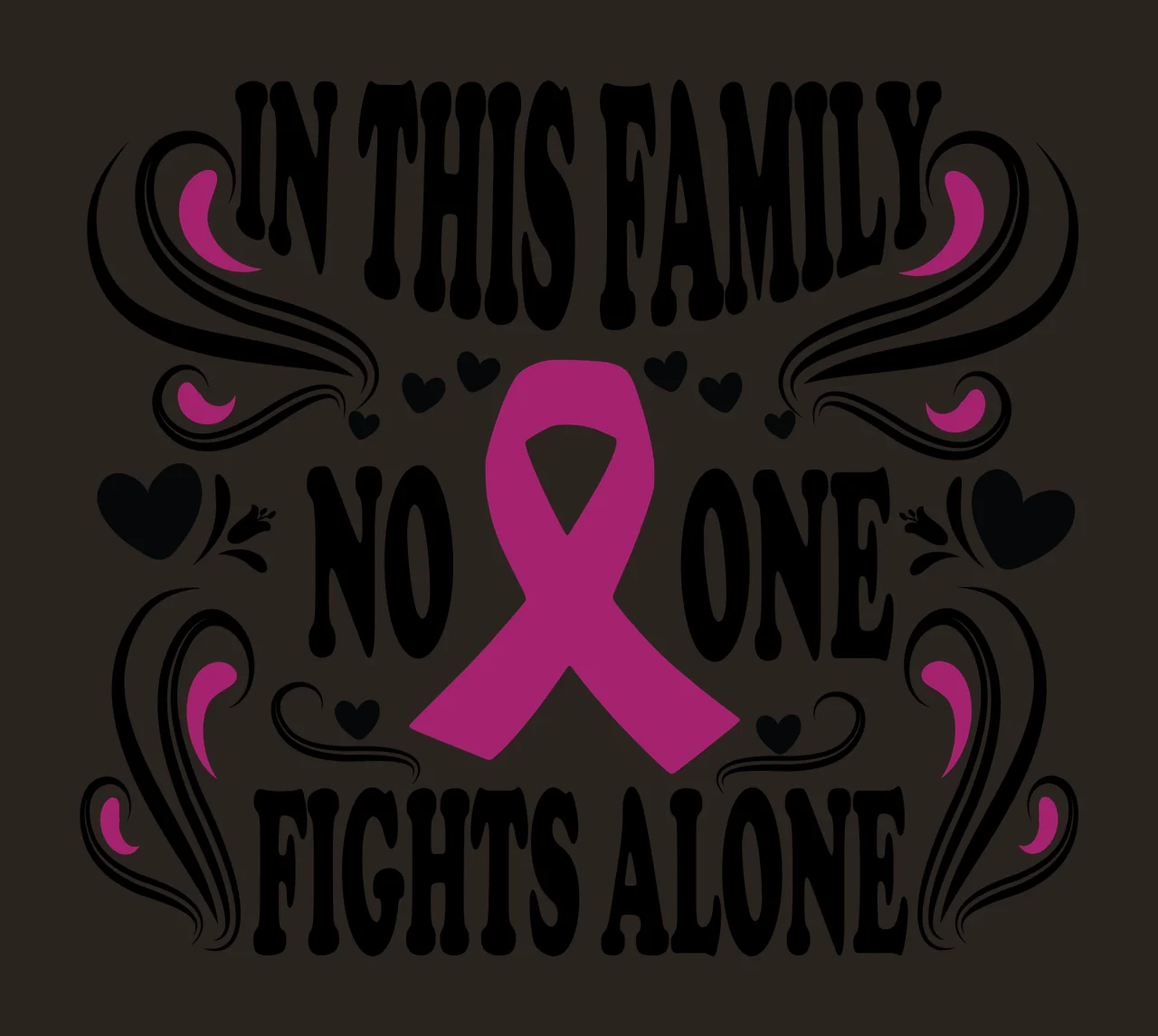 In This Family No One Fights Alone Awareness ribbon hearts contrast preview thumbnail