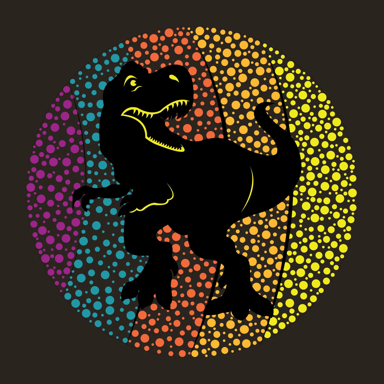 Black Dinosaur Silhouette In Circle standing polka dots white contrast preview thumbnail
