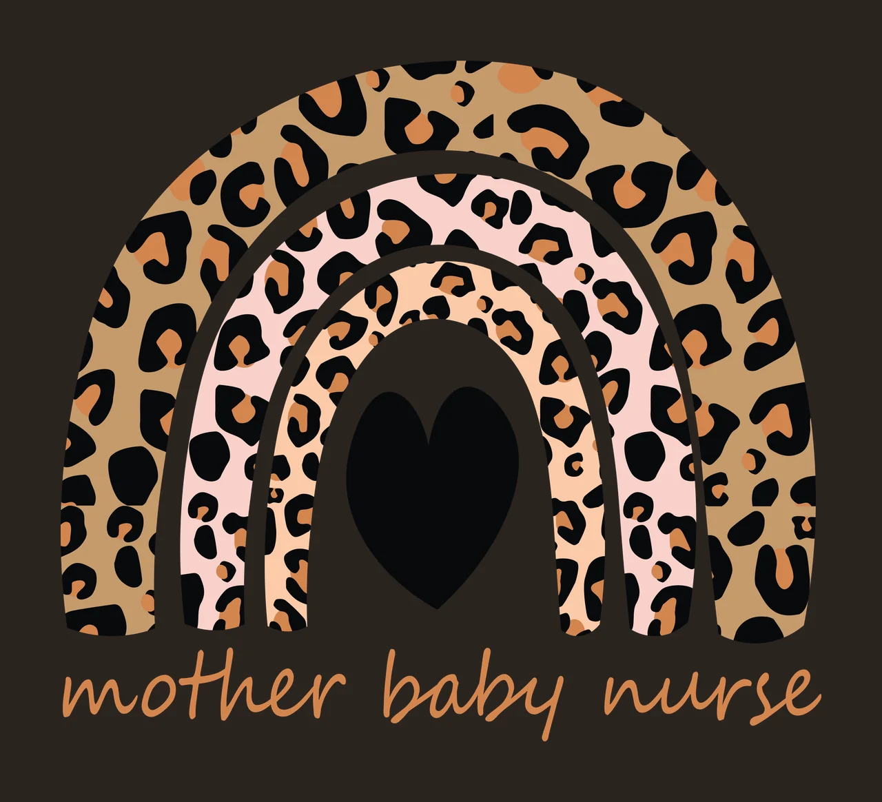 Mother Baby Nurse Black Patterned Rainbow With Heart pattern contrast preview thumbnail