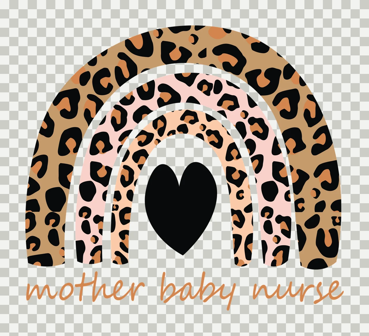 Mother Baby Nurse Black Patterned Rainbow With Heart pattern transparency and detail preview thumbnail