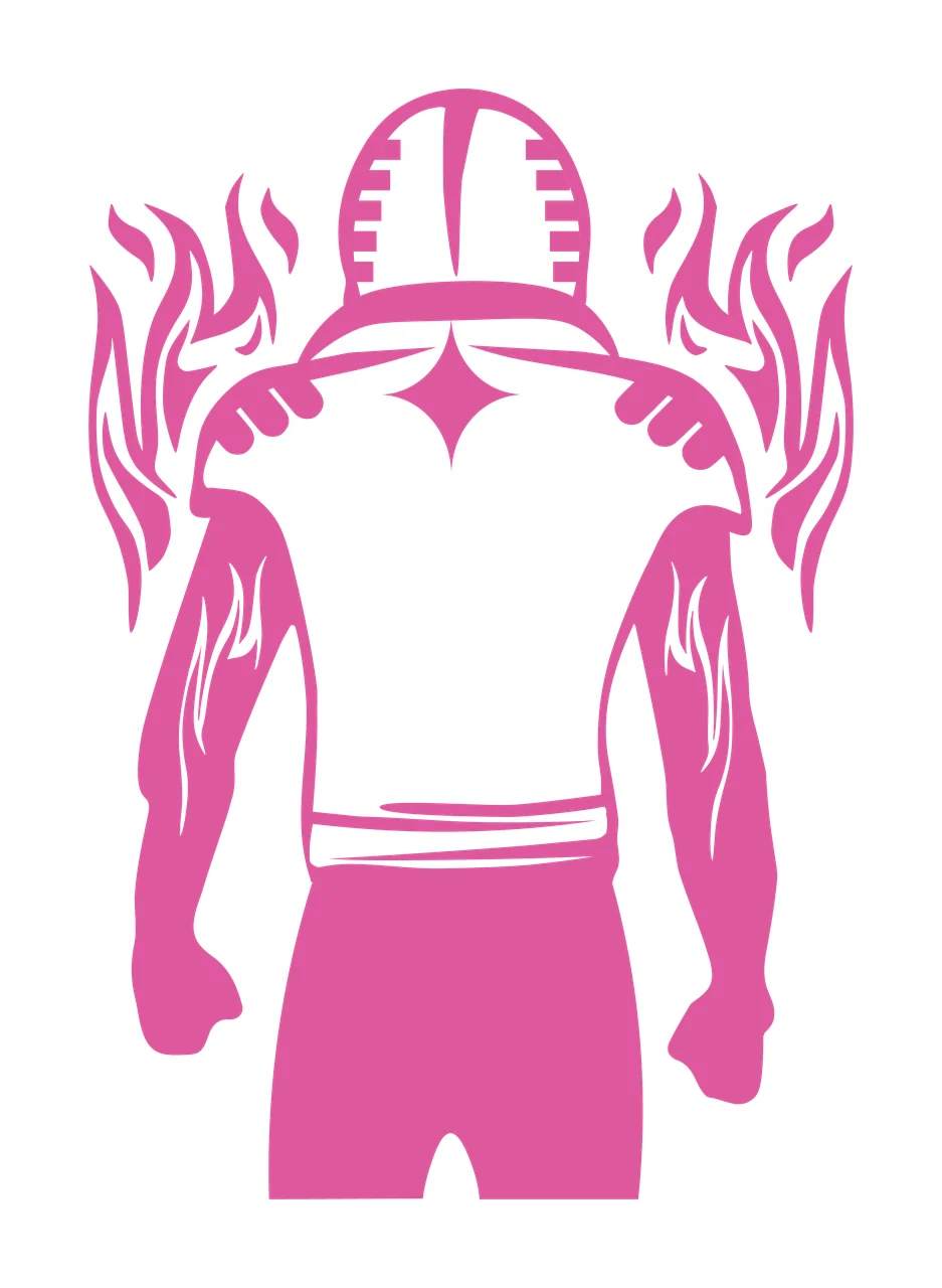Football Player With Flame Accents standing flames helmet shoulder