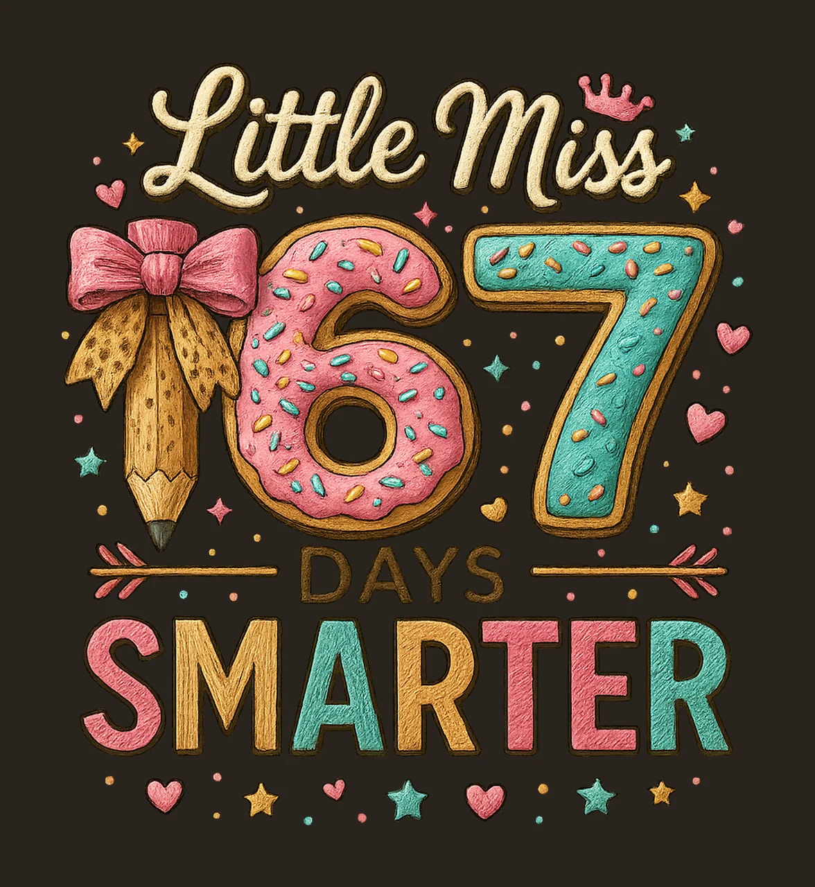 Little Miss 67 Days Smarter 67th Day Of School Design Kids contrast preview thumbnail