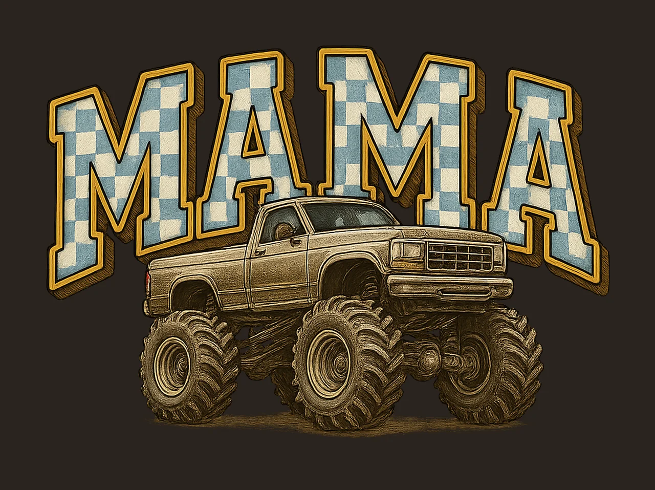 Monster Truck Mama Shirt Pink Checkered Design Comfort contrast preview thumbnail