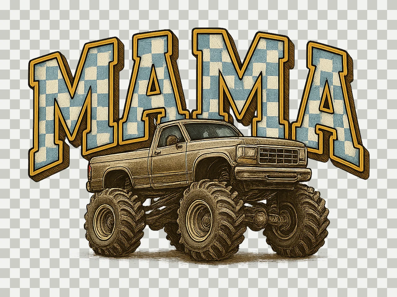 Monster Truck Mama Shirt Pink Checkered Design Comfort transparency and detail preview thumbnail