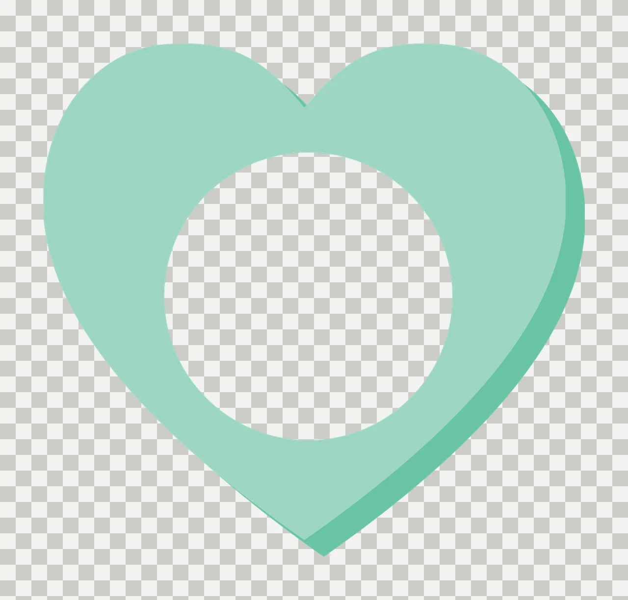 Keychain Black Heart With Circle Center cutout shape white transparency and detail preview thumbnail