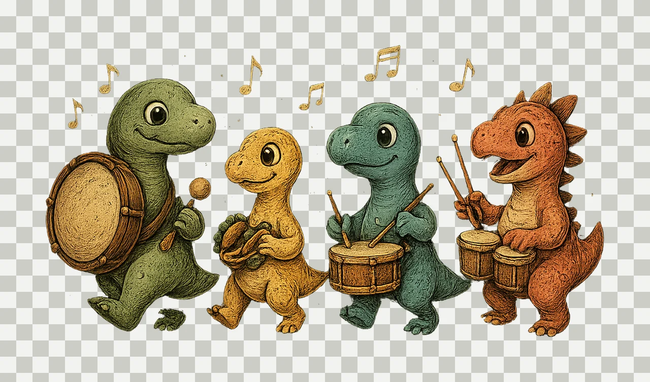 Colorful dinosaur drum boys dinosaur drumming sublimation transparency and detail preview thumbnail