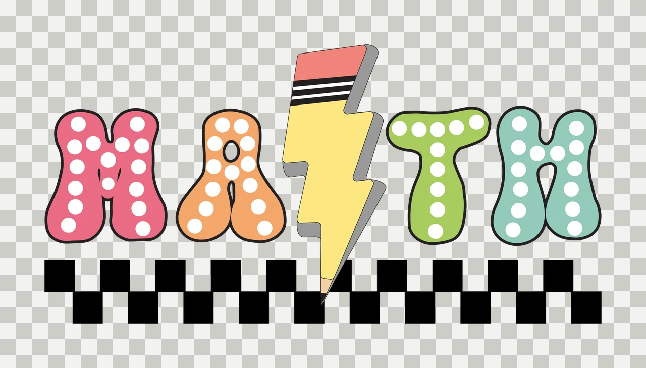Math Text With Lightning Bolt Pattern checkered dots black transparency and detail preview thumbnail