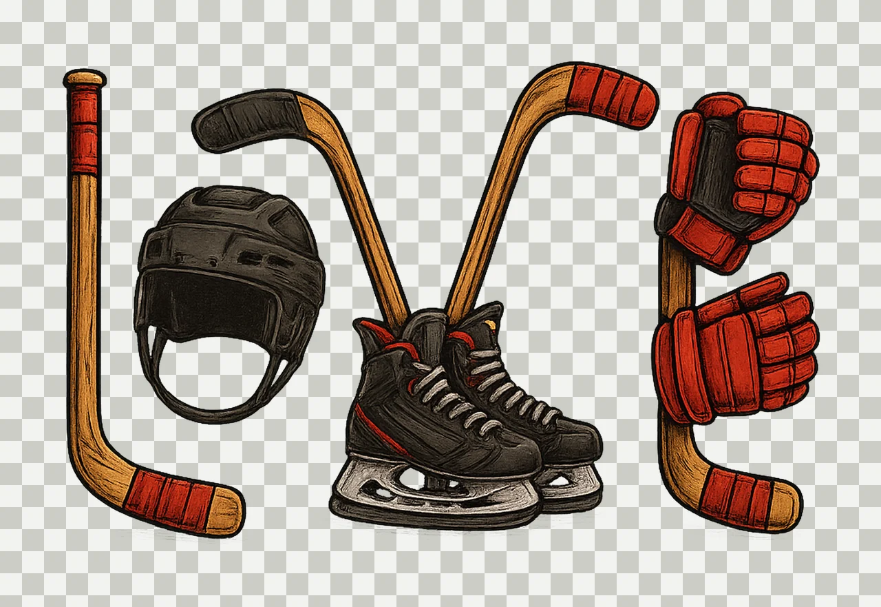 Love Hockey Design Sublimation Art Ice Player Valentines Day transparency and detail preview thumbnail