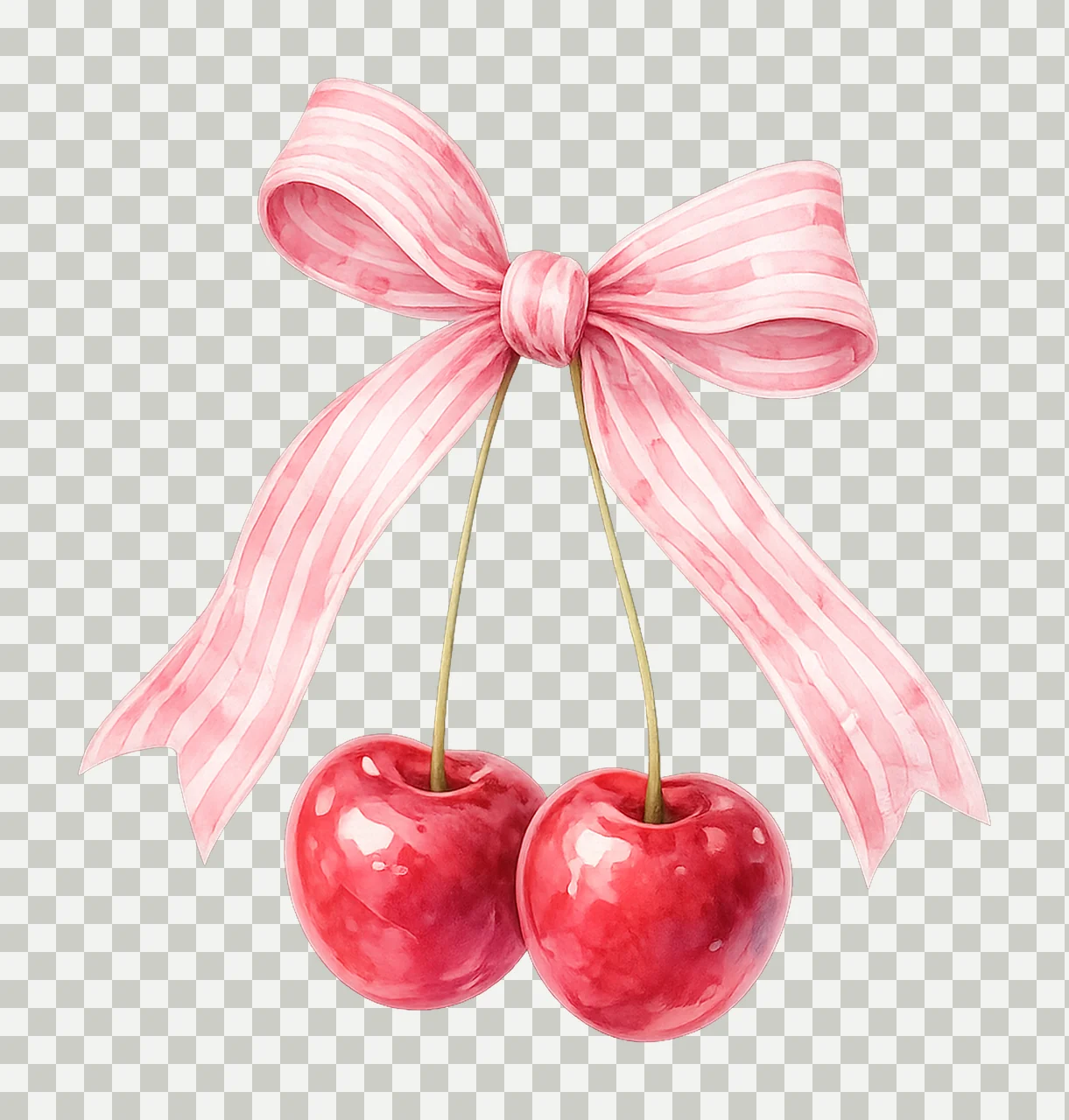 Coquette Pink Ribbon Cherries Cute Cherry Design Soft Girl transparency and detail preview thumbnail