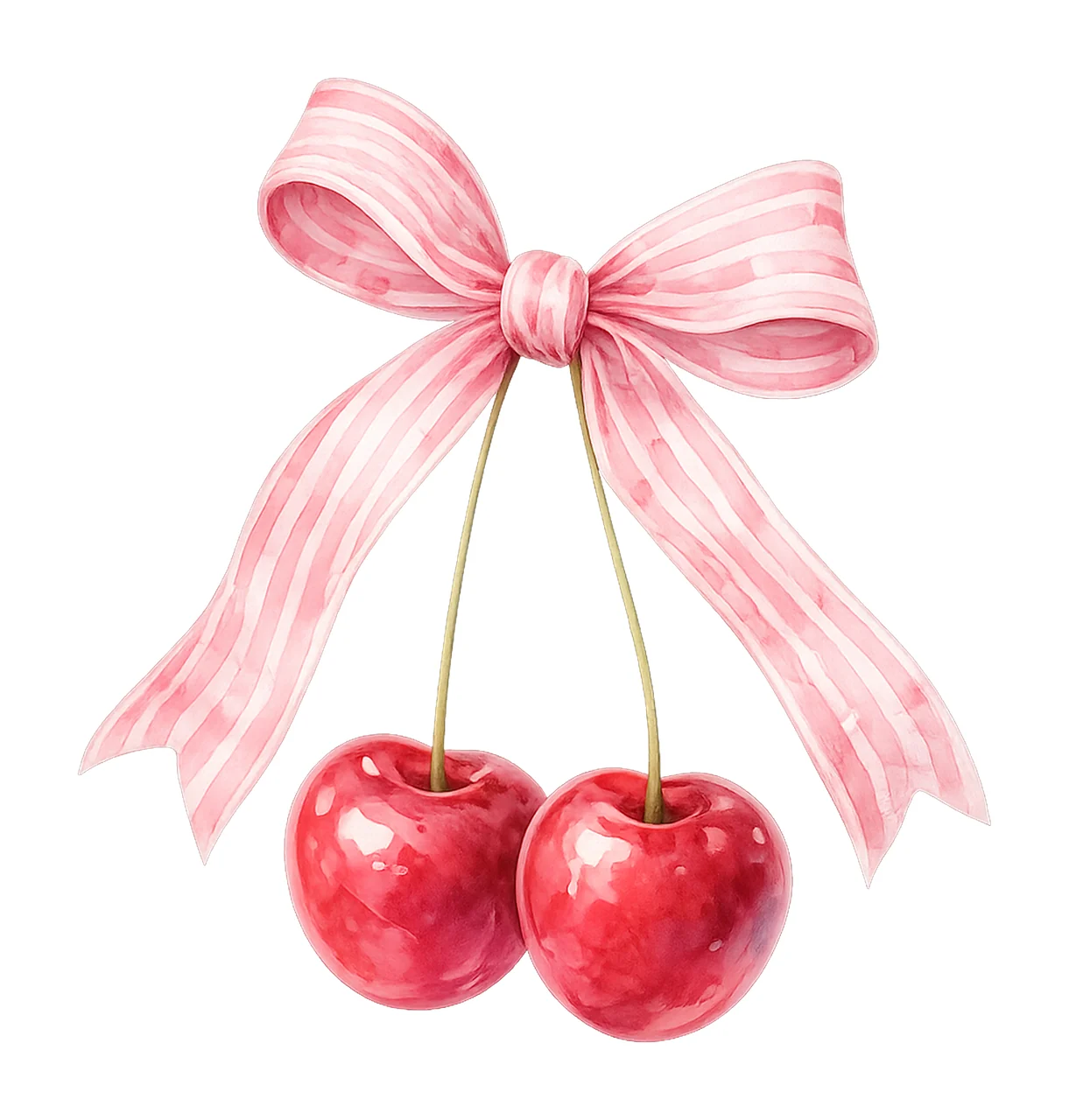 Coquette Pink Ribbon Cherries Cute Cherry Design Soft Girl