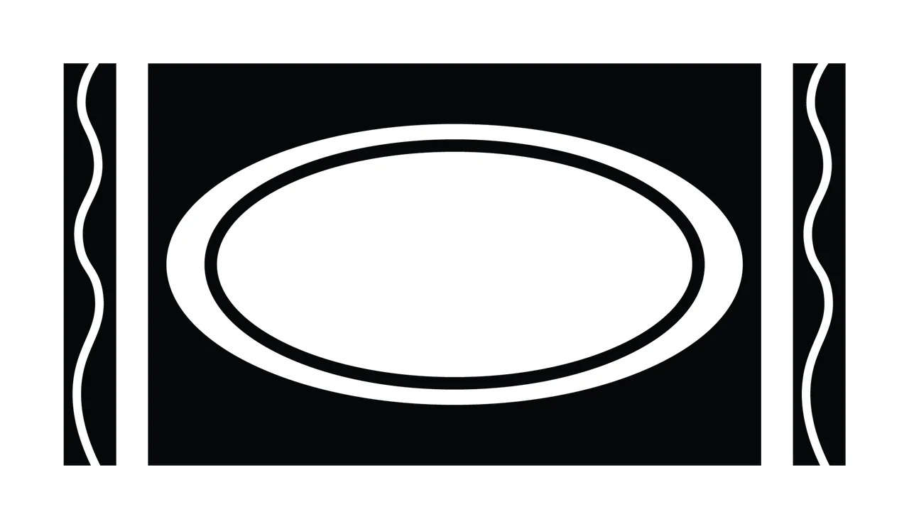 Blank Oval Badge With Border wavy lines frame minimalist