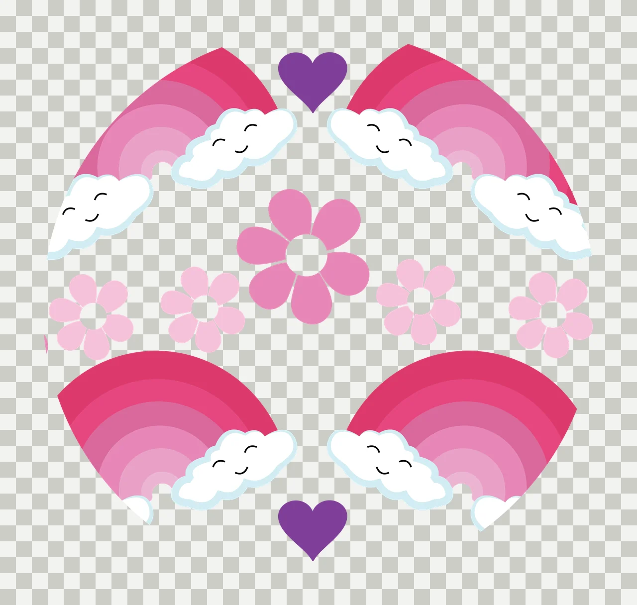 Keychain Circular Black Outline With Rainbows circle flowers transparency and detail preview thumbnail