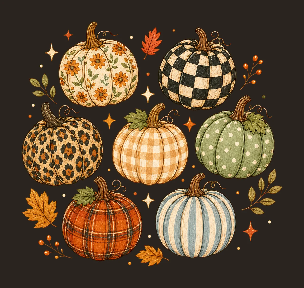 Pumpkin Preppy Fall Pumpkin Sublimation Cute Variation B contrast preview thumbnail