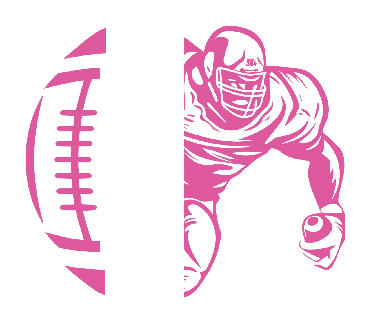 Football Split Design With Player holding helmet stencil illustration