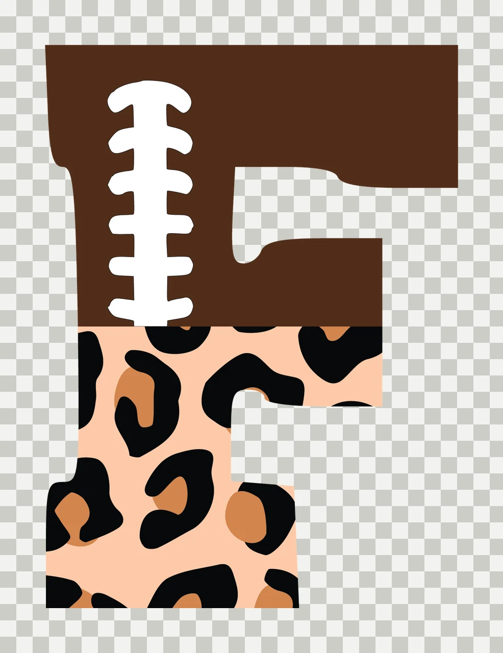 Football Font Half Leopard Character 30 american gridiron touchdown transparency and detail preview thumbnail
