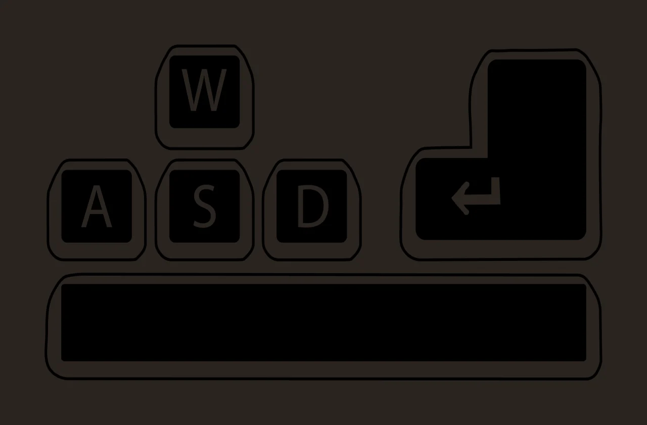 W A S D Wasd Keyboard Keys spacebar arrow black white plain contrast preview thumbnail