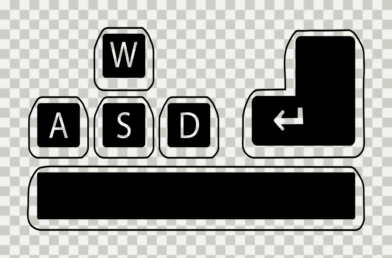 W A S D Wasd Keyboard Keys spacebar arrow black white plain transparency and detail preview thumbnail