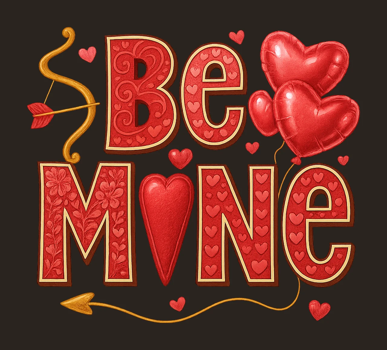 Be Mine Valentine Retro Valentine Sublimation Design contrast preview thumbnail