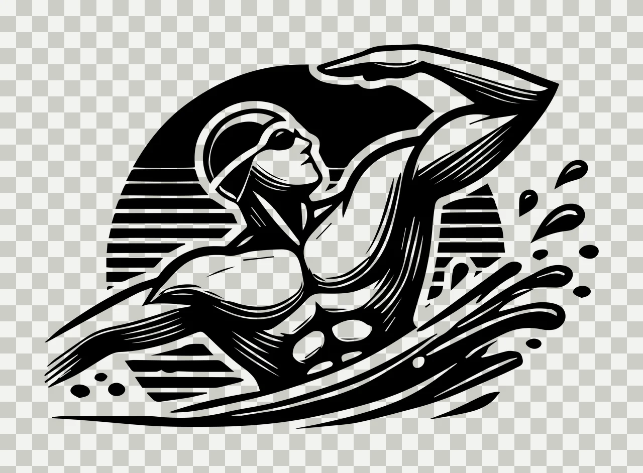 Swimming Athlete In Stylized Water Splash swimmer swim cap transparency and detail preview thumbnail