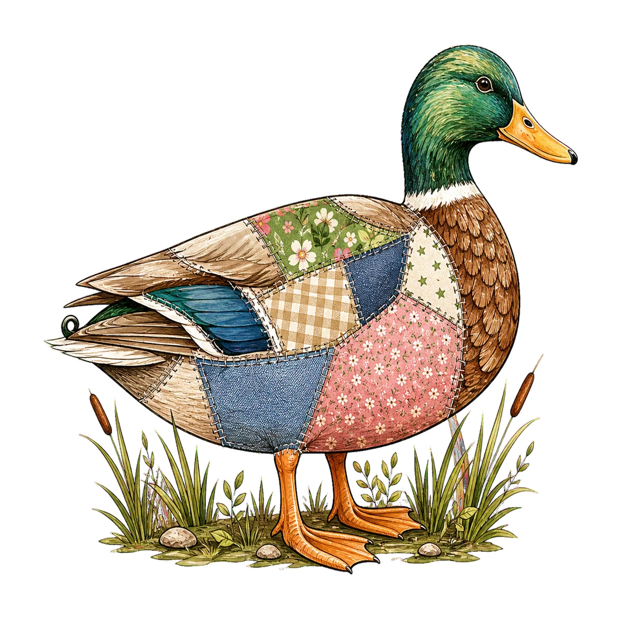 Mallard Duck Patchwork Lake Life Sublimation Variation F