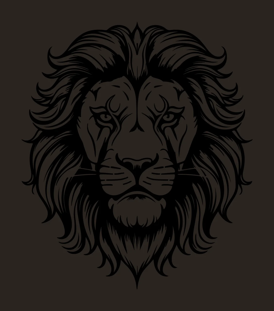 Lion Head Monochrome Graphic Illustration mane detailed line art contrast preview thumbnail