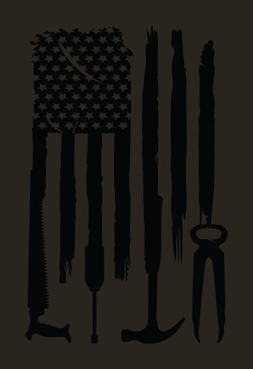Flag Vertical Pattern With Tools Including Saw screwdriver contrast preview thumbnail
