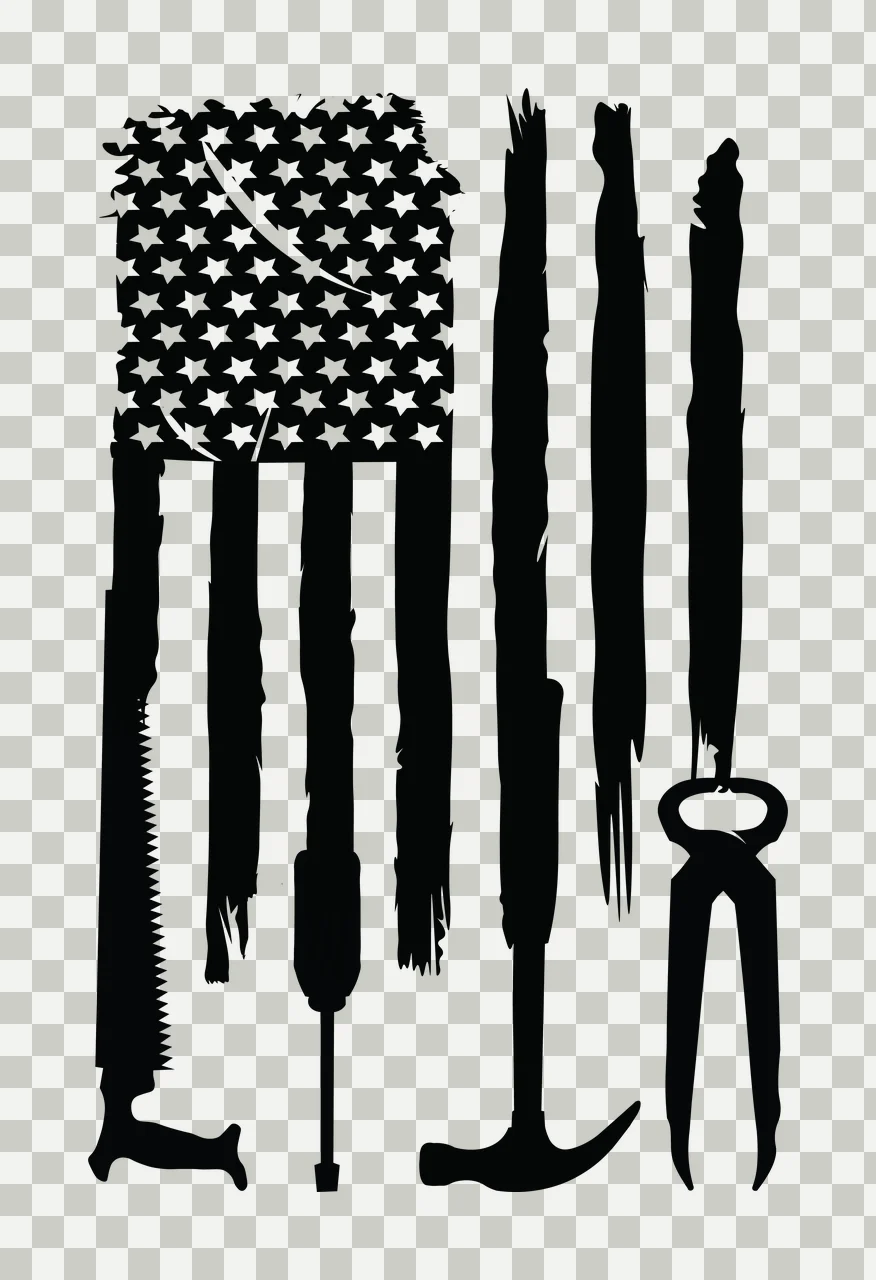 Flag Vertical Pattern With Tools Including Saw screwdriver transparency and detail preview thumbnail