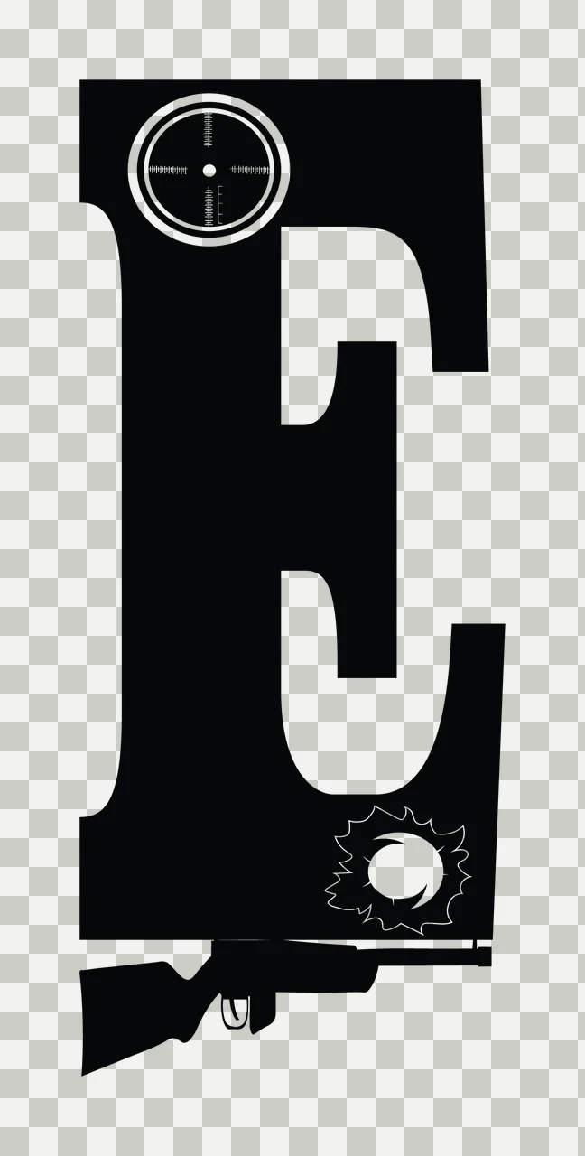 Gun Alphabet Character 20 scalable logo design icon transparency and detail preview thumbnail