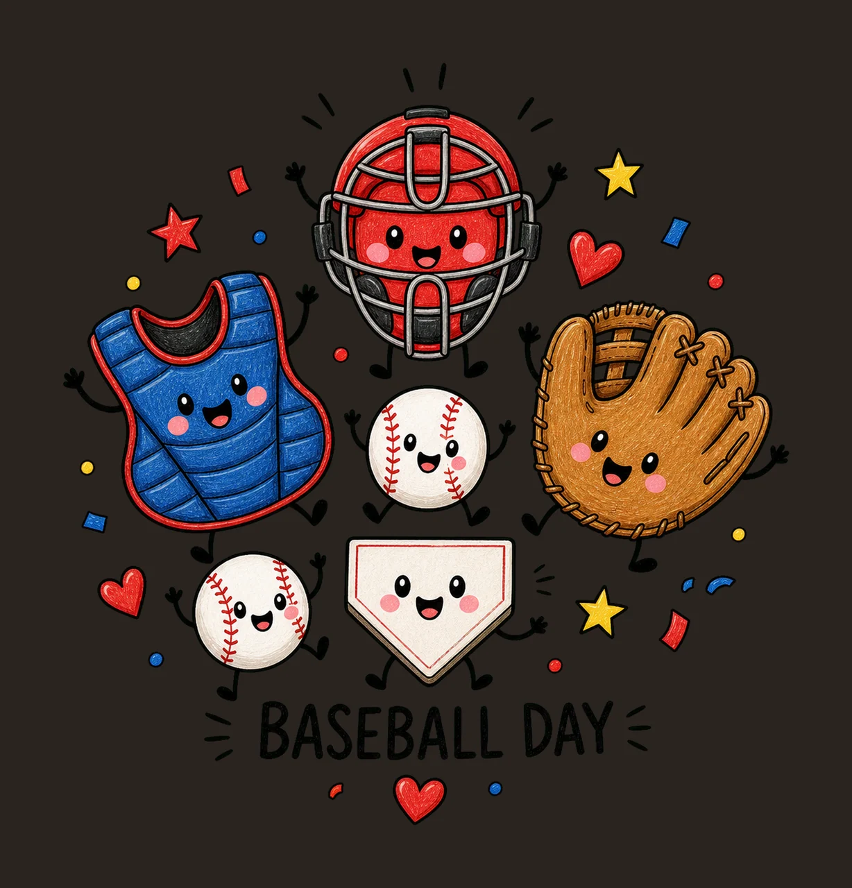 Happy Baseball Doodle Cute Baseball Sublimation Variation D contrast preview thumbnail